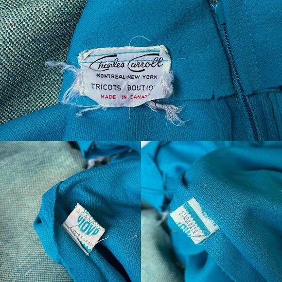 70s vintage mockneck maxi dress long bishop sleeve abstract pattern union made. - Picture 7 of 8